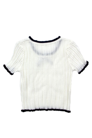 Openwork Knit bow Crop Top