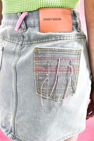 Pink string denim Skirt