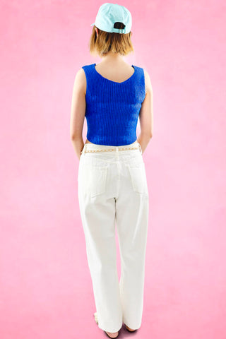 White long denim pants