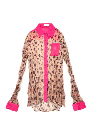 Sheer Flower Print Button Up Shirt