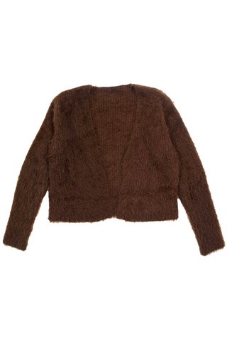 Cropped Fuzzy Knit Cardigan