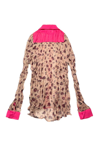 Sheer Flower Print Button Up Shirt