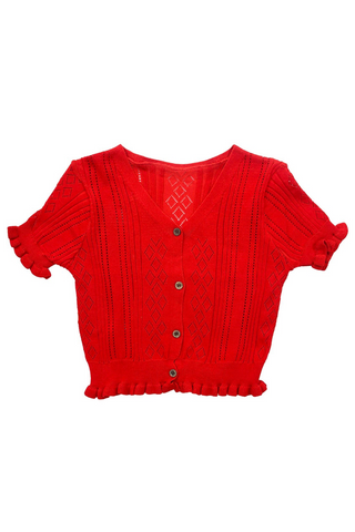 Openwork Knit Short sleeve Cardigan
