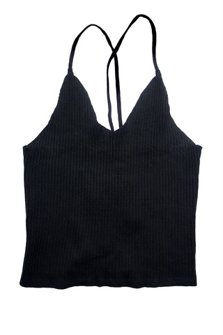 Criss Cross Tie Backless Crop Top