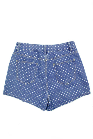Polka dots denim shorts