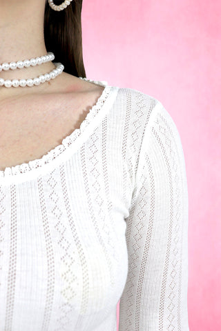 Textured Pattern Long Sleeve Crop Top