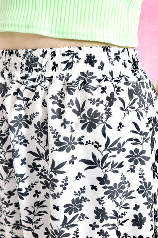 Black and White Midi Length Flare Skirt
