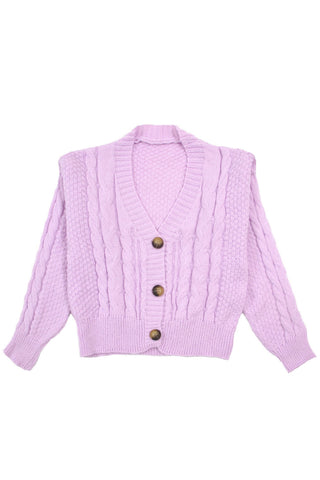 Cable Knit  V-Neck Cropped Cardigan