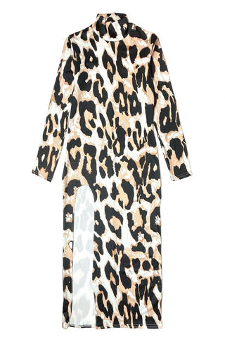 Leopard Deep Slit Dress