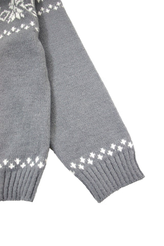 Snowflake Pattern collared Zip-Up Cardigan