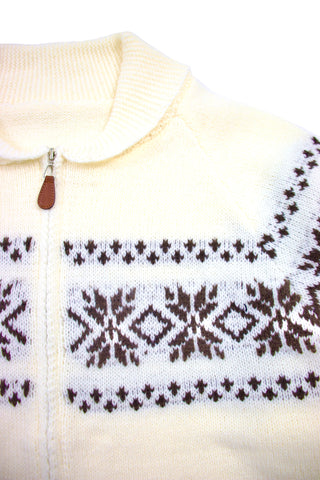 Snowflake Pattern collared Zip-Up Cardigan