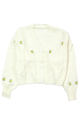 Flower embroidered cardigan