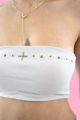 Studded Cross Tube Top Set