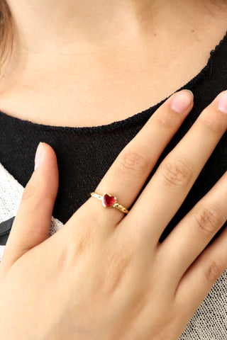 Heart shaped red stone Ring