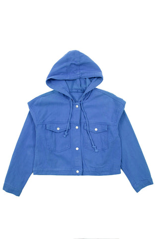 Cropped Hooded Denim Jacket