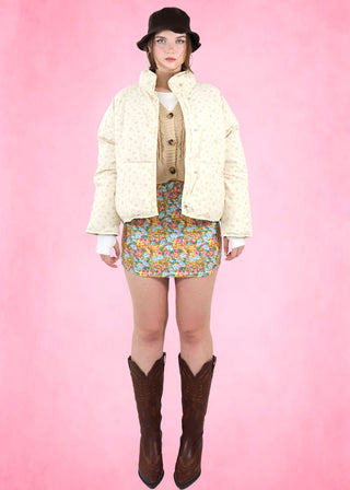 Floral Raglan sleeve puffer jackets