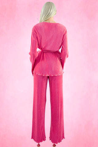 Pleated Straight Long Pants