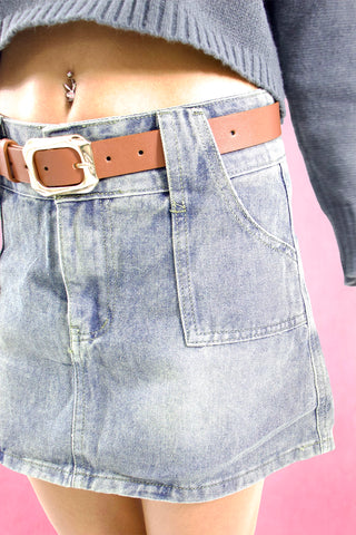 Front pocket Denim Mini Skirt