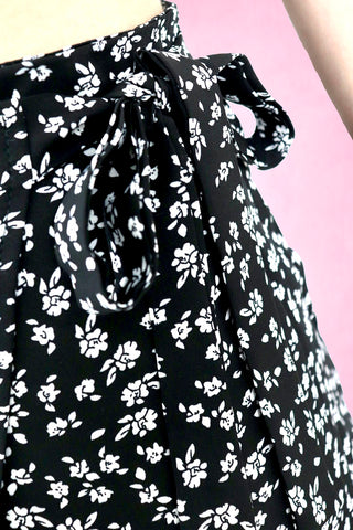 Flower Print Wrap Mini Skirt