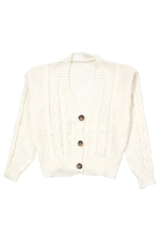 Cable Knit  V-Neck Cropped Cardigan