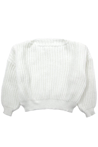 Boat Neck Cropped Pullover Sweater