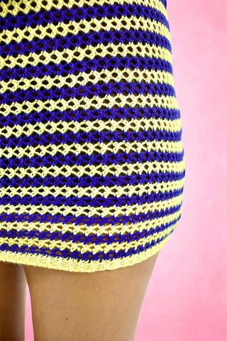 Crochet Sheer stripe Mini Skirt