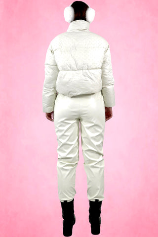 High Neck Rhinestone Puffer Jacket