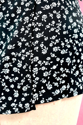 Flower Print Wrap Mini Skirt
