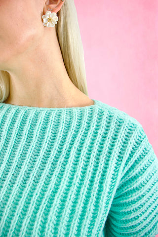 Boat Neck Cropped Pullover Sweater