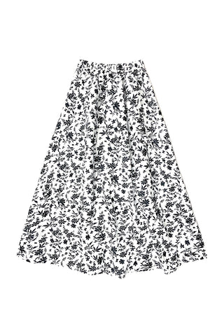 Black and White Midi Length Flare Skirt