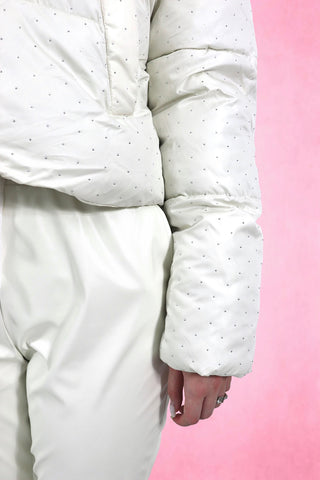 High Neck Rhinestone Puffer Jacket