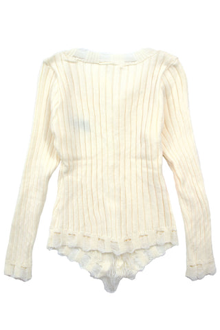 Distressed hem V-neck cardigan