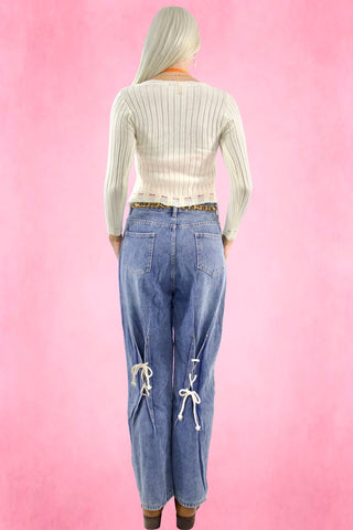 Distressed hem V-neck cardigan