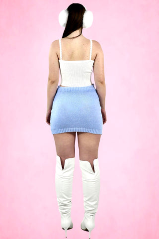 Baby blue knit mini Skirt