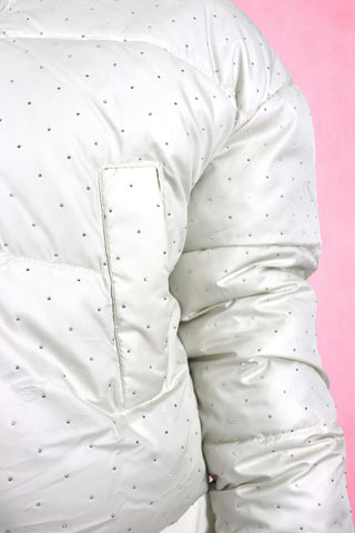 High Neck Rhinestone Puffer Jacket