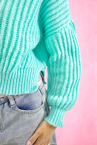 Boat Neck Cropped Pullover Sweater
