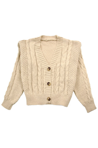 Cable Knit  V-Neck Cropped Cardigan