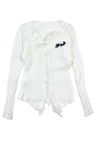 Distressed hem V-neck cardigan