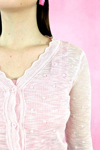 Polka Dot Button-Down sheer Cardigan