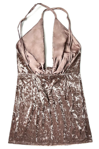 Deep V-neck Velvet Mini Dress