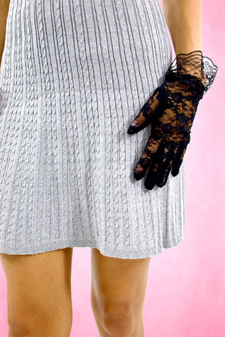 cable knit flare mini dress