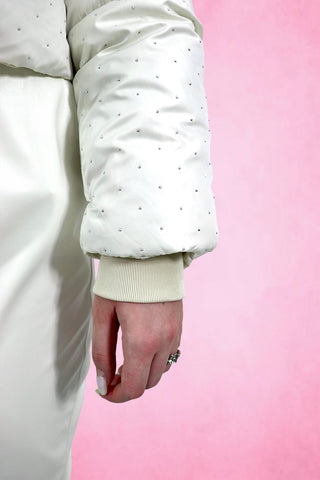 High Neck Rhinestone Puffer Jacket
