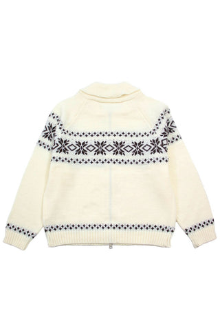 Snowflake Pattern collared Zip-Up Cardigan