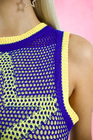 Star Motif Crochet Crop Tank Top