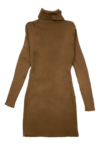 Turtle Neck Rib Knit Mini Dress