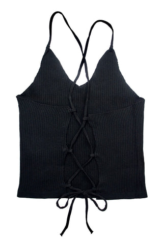 Criss Cross Tie Backless Crop Top