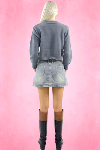 Ribbon knitted Crop Sweater