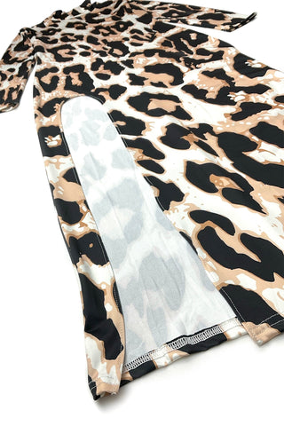 Leopard Deep Slit Dress