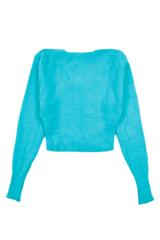 Square Neck Fuzzy Crop Cardigan
