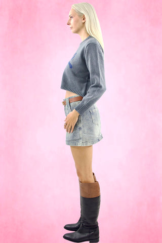 Ribbon knitted Crop Sweater